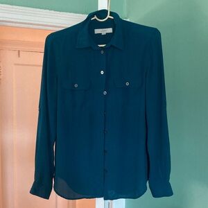 LOFT Deep Teal Long Sleeve Shirt